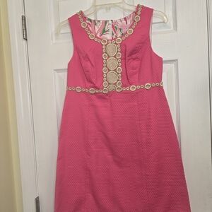 Lilly Pulitzer Rosie shift dress pink Gold size 2
